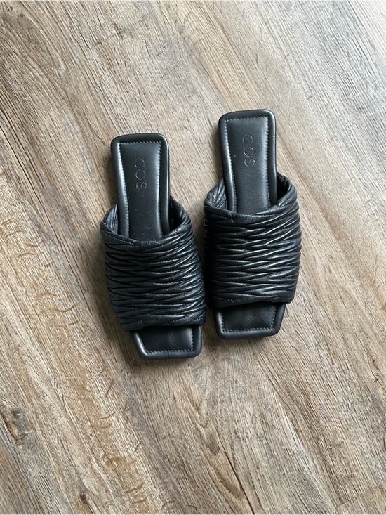 COS Shoes - COS Black Leather Slide Sandals